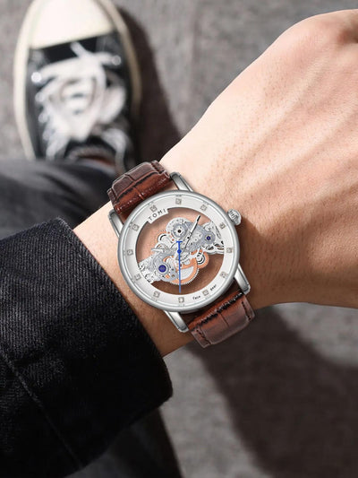 TOMI Face Gear Dual Strap Luxury Business Watch